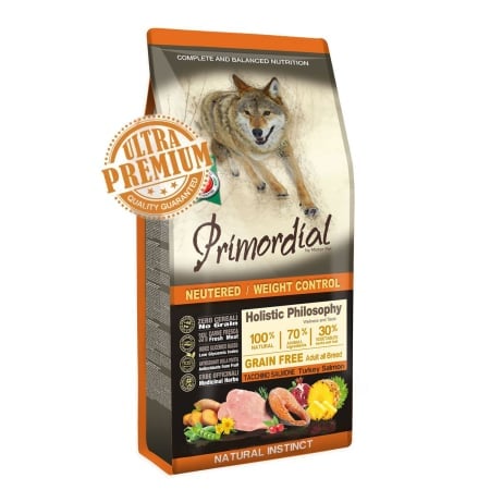 PENTRU CÂINI - Primordial GF Holistic Dog Weight Control Adult cu Carne de Curcan si Somon