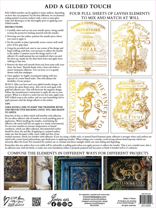 CURATED SIGNAGE – set transfer decorativ cu folie aurie – 4 pagini A3 [6]