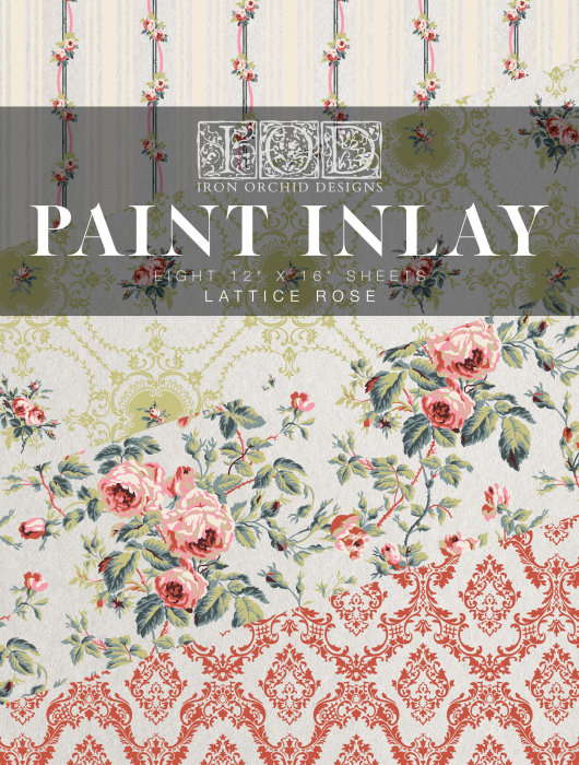LATTICE ROSE – IOD Paint Inlay – set 8 pagini A3 [1]