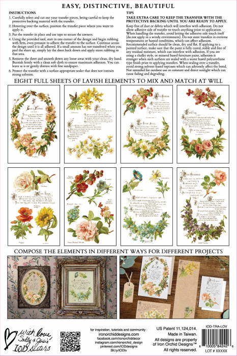 Transfer decorativ IOD "Lover of Flowers" – set de 8 pagini A4 cu design floral vintage [10]