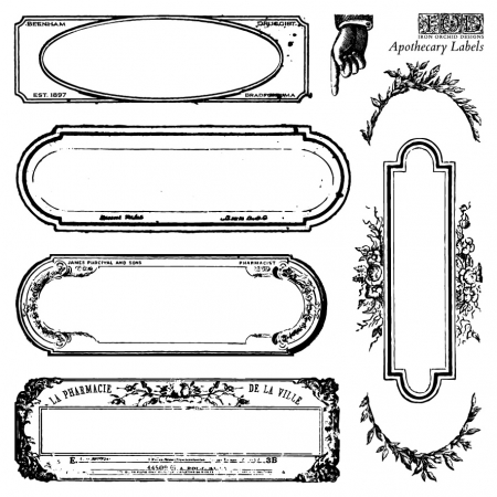 APOTHECARY LABELS – ștampile decorative IOD, set 4 pagini mici [2]