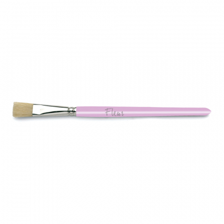 FLEUR PAINT - GAMA COMPLETĂ DE VOPSELE ȘI FINISAJE PREMIUM - Pensulă Fleur pentru Adeziv – Păr Natural Alb, Nr. 18, Guler Aluminiu