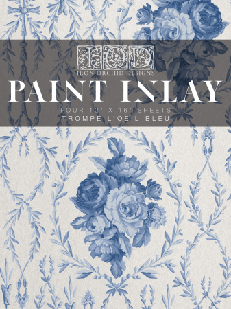 TROMPE L’OEIL BLEU – IOD Paint Inlay – set 4 pagini A3