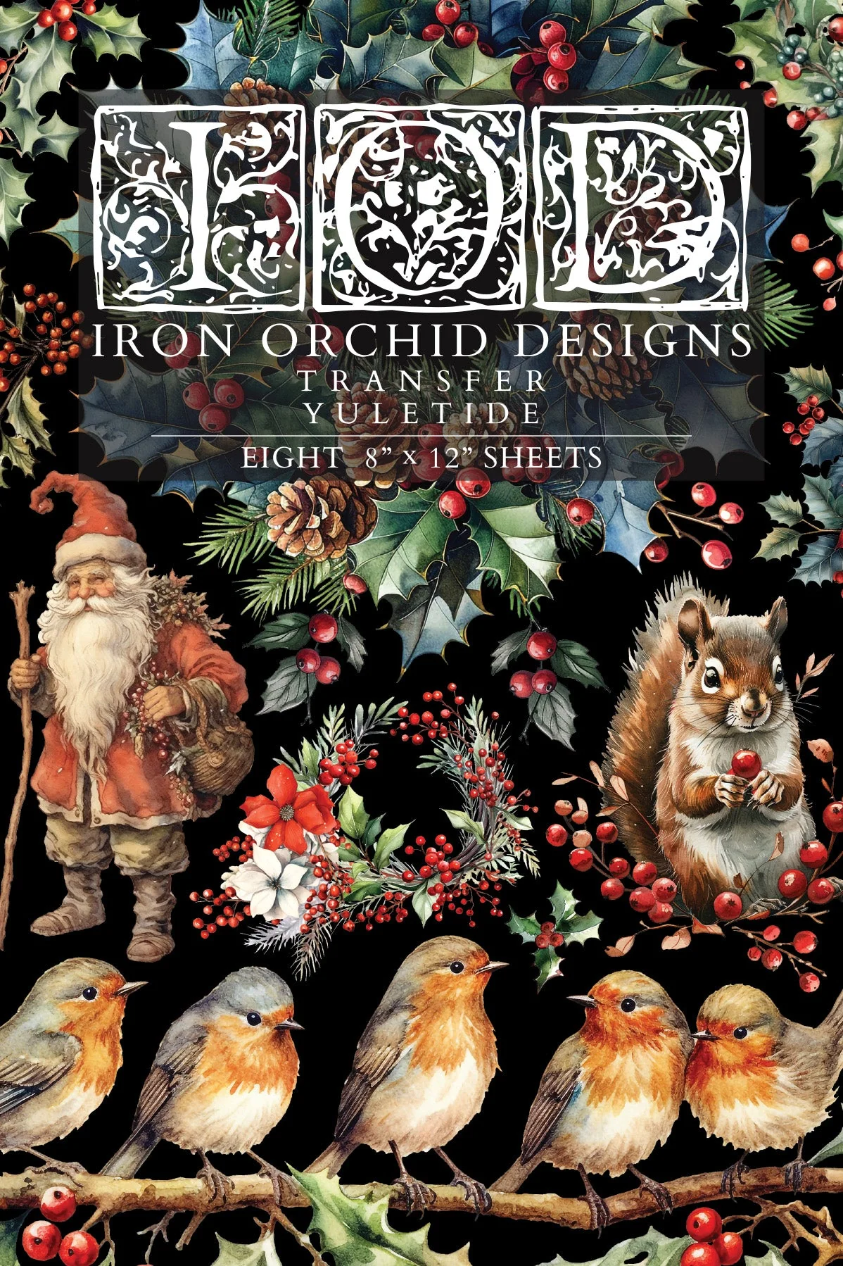 IOD Decor Transfers - Transferuri decorative - YULETIDE – set transfer decorativ IOD, 8 pagini A4