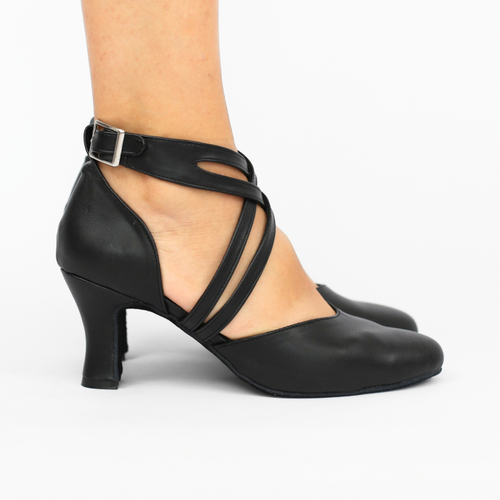 Pantofi de dans închiși culoare negru din piele PU toc 7.5cm [4]