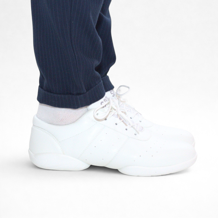 Sneakers de dans alb  barbati - sneakers alb cu talpa splitata din piele PU [4]