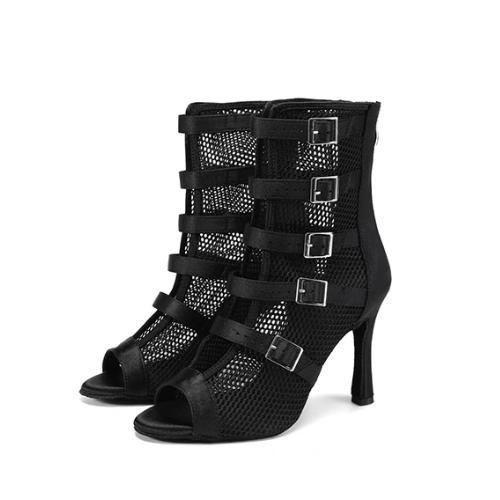 OBSESION - botine de dans din satin cu catarame multiple, botine salsa, bachata, kizomba, heels [1]