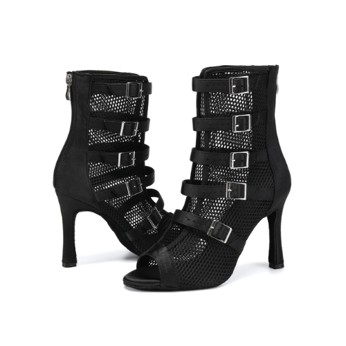 OBSESION - botine de dans din satin cu catarame multiple, botine salsa, bachata, kizomba, heels [2]