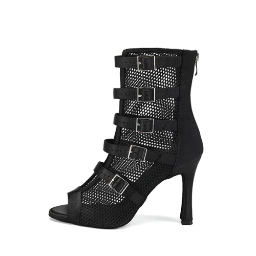OBSESION - botine de dans din satin cu catarame multiple, botine salsa, bachata, kizomba, heels [4]