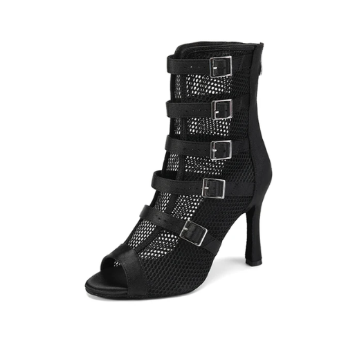 OBSESION - botine de dans din satin cu catarame multiple, botine salsa, bachata, kizomba, heels [3]