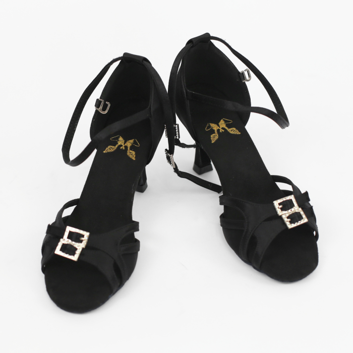 Pantofi de dans ajustabili pe lățime culoare negru potrivit pentru picior îngust/standard/lat toc 7.5cm [10]