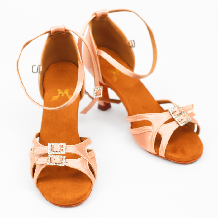Pantofi de dans ajustabili pe lățime culoare nude potrivit pentru picior îngust/standard/lat toc 7.5cm [12]