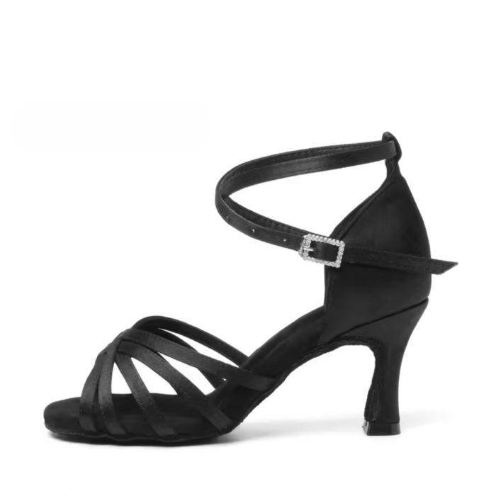 Pantofi de dans din colecția BASICO culoare negru toc 7.5 cm din satin [2]