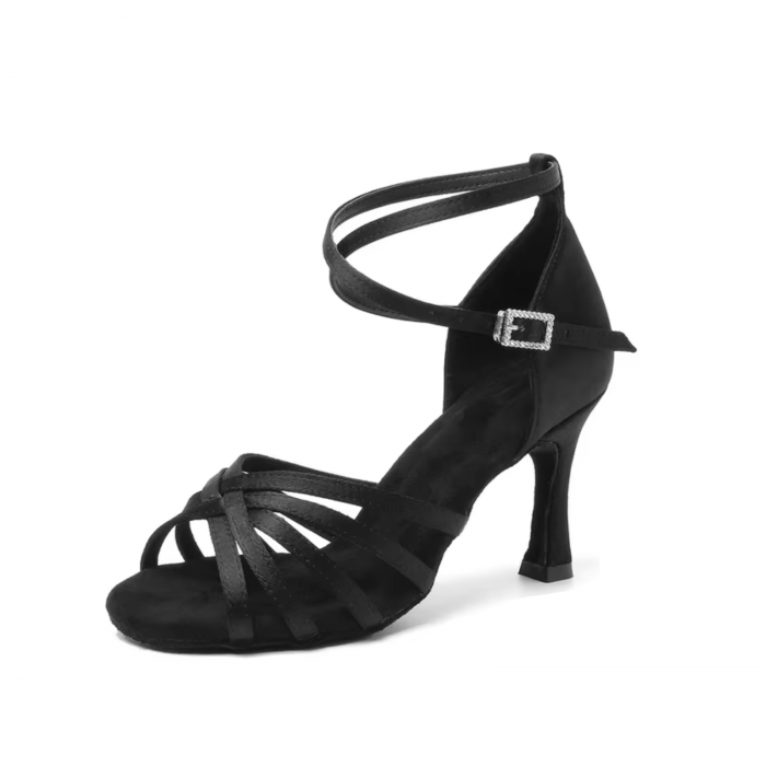 Pantofi de dans din colecția BASICO culoare negru toc 7.5 cm din satin [1]
