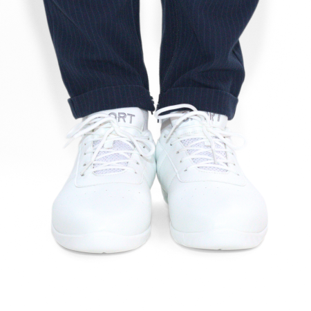 Sneakers de dans alb  barbati - sneakers alb cu talpa splitata din piele PU [4]