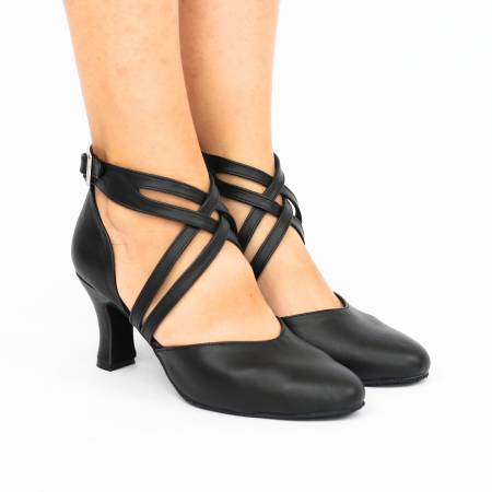 Pantofi de dans închiși culoare negru din piele PU toc 7.5cm [2]