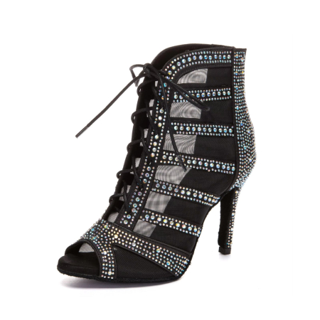 DILE QUE NO - botine de dans negre cu strasuri albe, salsa, bachata, kizomba, heels [1]