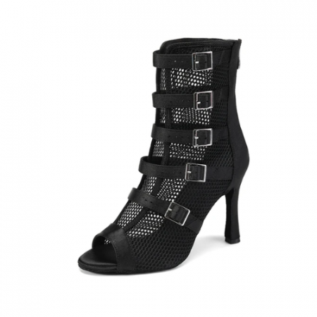 OBSESION - botine de dans din satin cu catarame multiple, botine salsa, bachata, kizomba, heels [2]