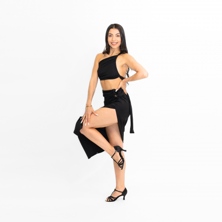 QUERIDA pantofi de dans negru decorați cu strasuri cu model pe toc și spate colecția PREMIUM [6]
