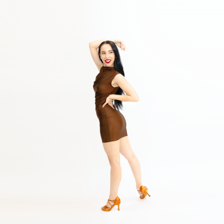 SALSERA - sandale din satin culoare tan salsa, bachata, kizomba, dans sportiv - colecția BASICO PREMIUM [7]