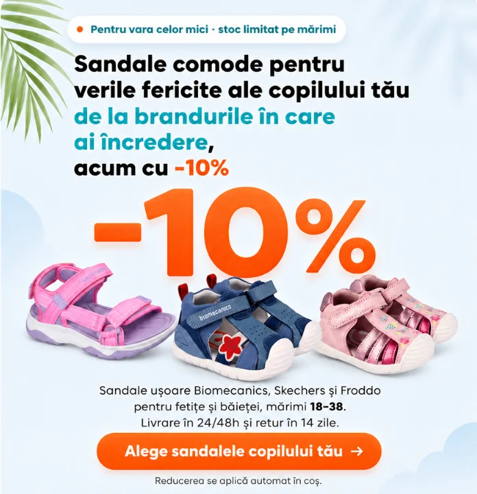 Sandale comode pentru verile fericite ale copilului tau