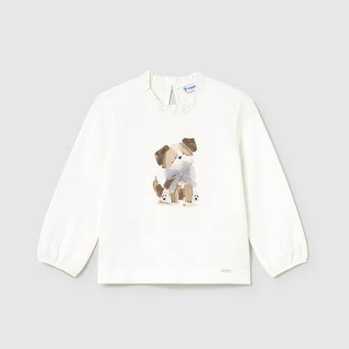 Bluza cu maneca lunga pentru fete Mayoral, Alb - 2075-077 [5]