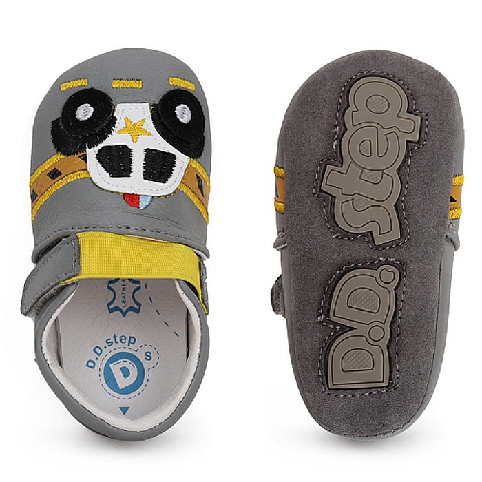 Pantofiori de interior copii baieti din piele DD Step, Gri - K1596-41928 [3]