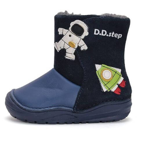 Cizme copii baieti din piele imblanite DD Step,Albastru - W071-42496 [1]