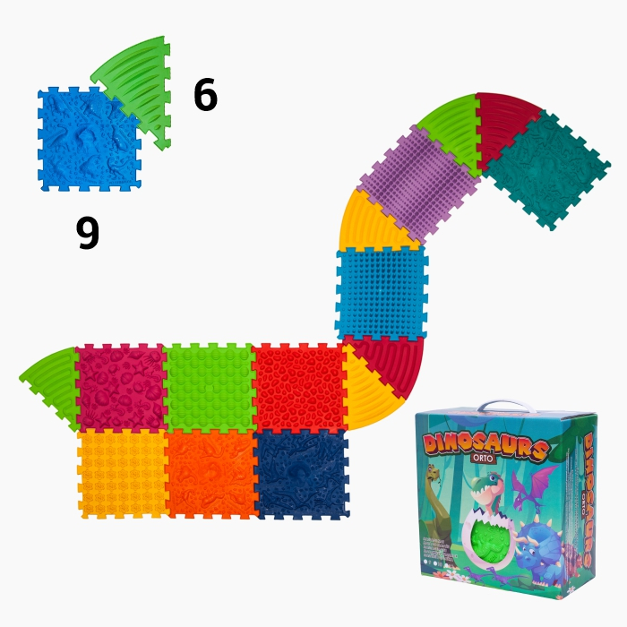 Covoras de masaj Ortek Dinozauri Puzzle-uri 9 elemente + 6 triunghiuri [1]