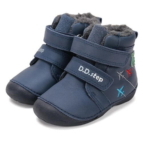 Ghete copii baieti din piele imblanite DD Step, Albastru - W015-52347A [2]