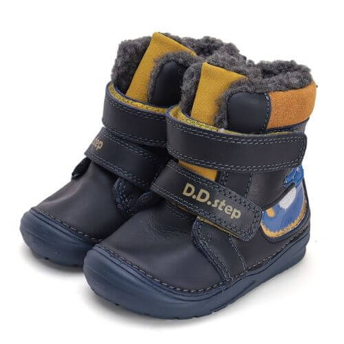 Ghete copii baieti din piele imblanite DD Step, Albastru - W071-42421 [2]
