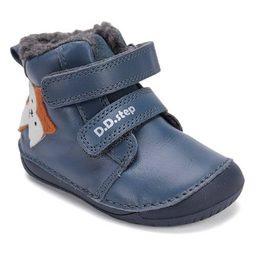 Ghete copii baieti Barefoot din piele imblanite DD Step, Albastru - W070-52301 [2]