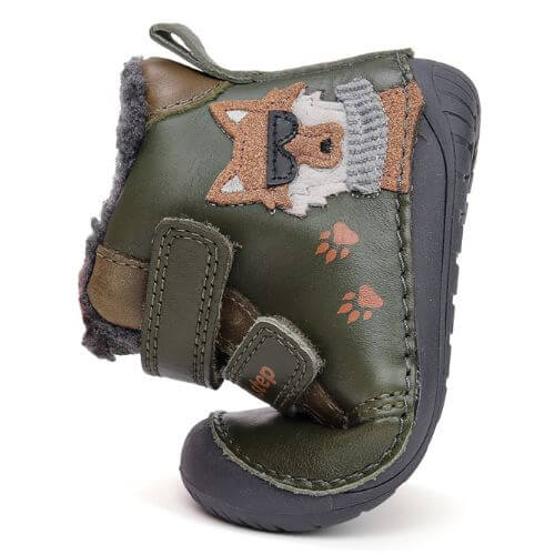 Ghete copii baieti Barefoot din piele imblanite DD Step, Verde - W070-52893A [4]