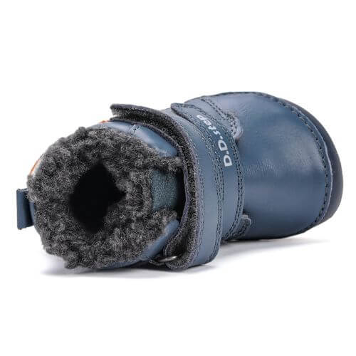 Ghete copii baieti Barefoot din piele imblanite DD Step, Albastru - W070-52301 [7]