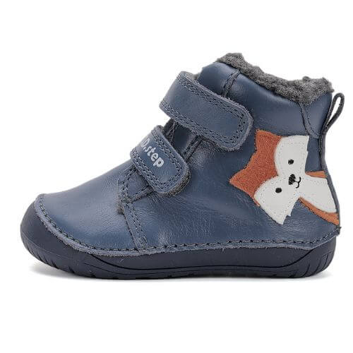 Ghete copii baieti Barefoot din piele imblanite DD Step, Albastru - W070-52301 [1]