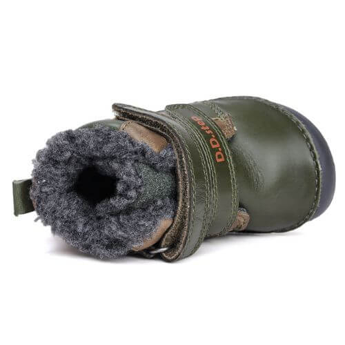 Ghete copii baieti Barefoot din piele imblanite DD Step, Verde - W070-52893A [7]