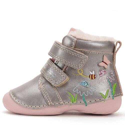 Ghete copii fete din piele imblanite DD Step, Bej - W015-52997 [2]