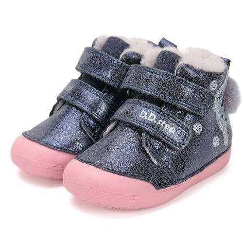 Ghete copii fete din piele imblanite DD Step, Albastru - W066-52733A [2]
