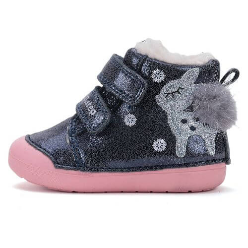 Ghete copii fete din piele imblanite DD Step, Albastru - W066-52733A [1]