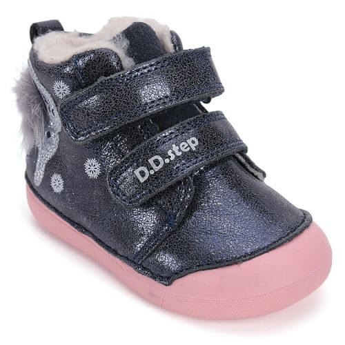 Ghete copii fete din piele imblanite DD Step, Albastru - W066-52733A [3]