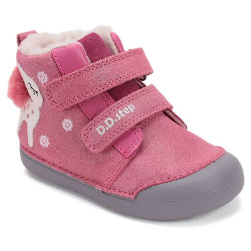 Ghete copii fete din piele imblanite DD Step, Roz - W066-52733B [3]