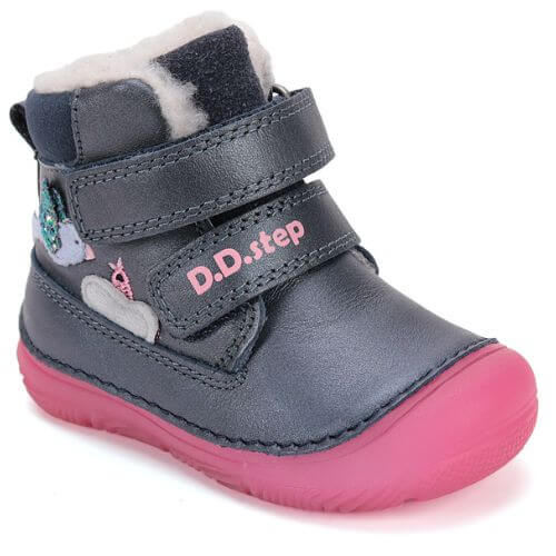 Ghete copii fete din piele imblanite DD Step, Albastru - W082-52314 [4]