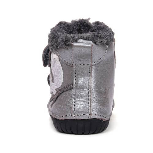 Ghete copii fete Barefoot din piele imblanite DD Step, Argintiu - W070-52214A [5]