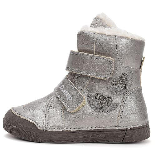 Ghete copii fete din piele imblanite DD Step, Argintiu W068-52320A [3]