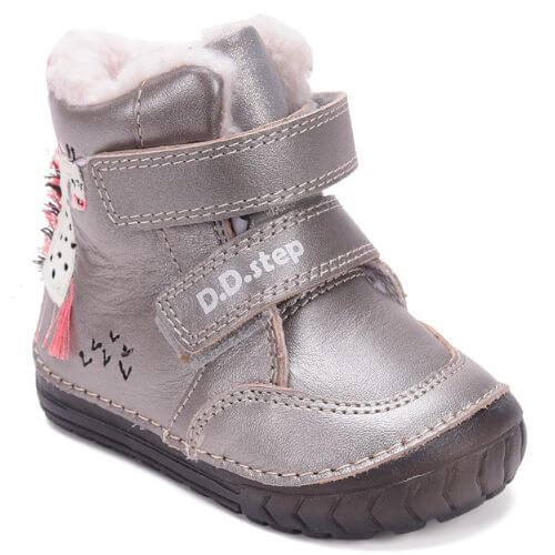 Ghete copii fete din piele imblanite DD Step, Argintiu - W029-52766 [4]