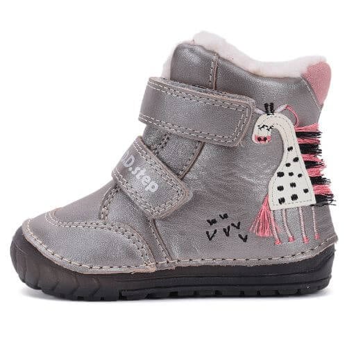 Ghete copii fete din piele imblanite DD Step, Argintiu - W029-52766 [1]