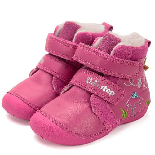 Ghete copii fete din piele imblanite DD Step, Roz - W015-52997A [3]