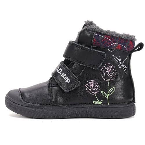 Ghete copii fete din piele imblanite DD Step, Negru - W049-52654A [3]