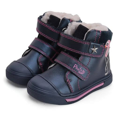 Ghete copii fete supinate din piele imblanite Ponte 20, Albastru - DA07-4-2232C [2]