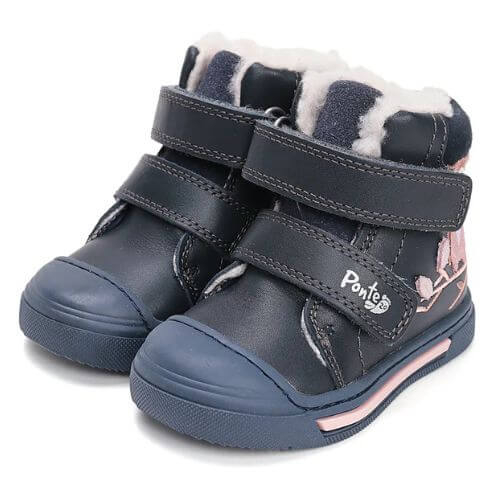 Ghete copii fete supinate din piele imblanite Ponte 20, Albastru - DA07-5-2491B [2]